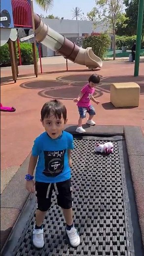 Funny rectangle ground trampoline 😃 #shorts