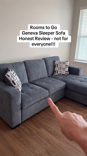 @Rooms To Go has been a great experience so far. This is the Geneva Sleeper Sofa. It also comes in a lighter color. But this is a more firm supportive sofa. So if you like a sofa that you can fall into and is more comfy, this is not for you. I like the polished and easy to maintain look and the color! Follow for more! #sleepersofa #productreview #over50ugc #newapartment #sofareview