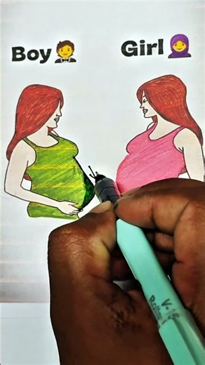 Boy vs. Girl Bump Shape Art Tutorial 🎨👶 | Creative Drawing Ideas #art #drawing #shorts #trending