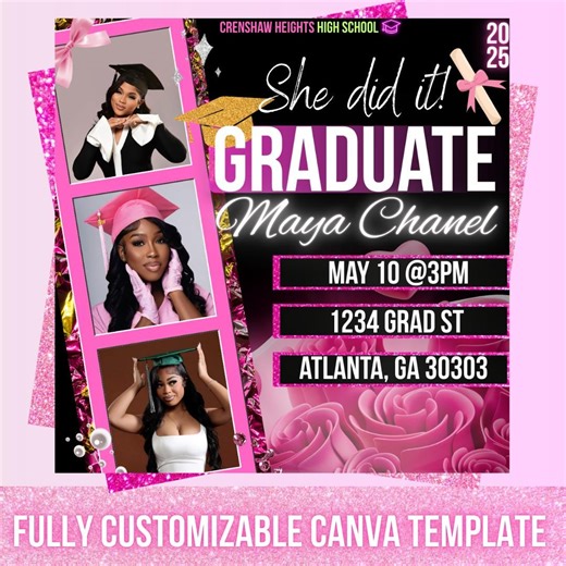 Graduation Flyer Canva Template 2026 High School and College Graduation Party Flyer Class of 2026 Graduation Invitation Sorority Graduation - Etsy