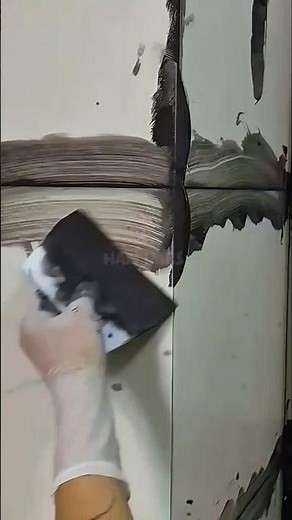 Professional techniques for filling corner gaps using cement grout with precision.#shorts #fyp #diy