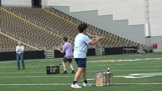 Indoor Free Flight | Karén Khanagov and Jason Yu are launching their models. | Facebook