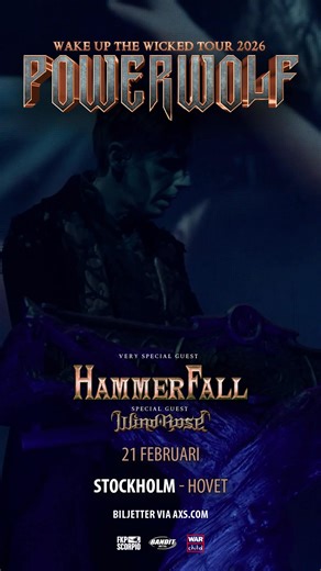 We are thrilled to be coming back to Sweden with our Wake Up The Wicked Tour 2026! Together with our friends HammerFall and Wind Rose we will be playing in Stockholm at Hovet on 21st of february 2026. The holy heavy metal mass is rising once again - and it’s coming for you! 🤘🐺 | Powerwolf