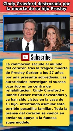 Cindy Crawford destrozada por la muerte de su hijo Presley #Shorts