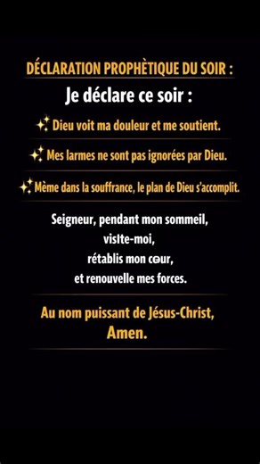 DÉCLARATION PROPHÉTIQUE DU SOIR