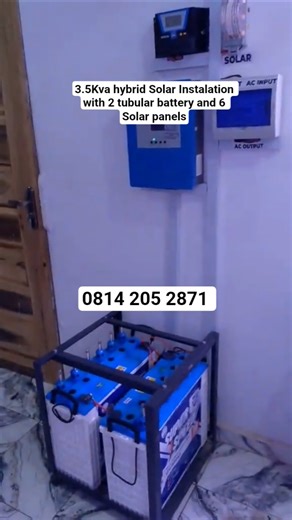 3.5Kva hybrid Solar Instalation with 2 tubular battery and 6 Solar panels Confirm Global