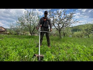 My oldest brushcutter Stihl Fs 300 cutting some fresh grass .