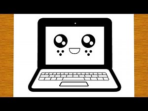 COMMENT DESSINER UN ORDINATEUR PORTABLE PC KAWAII | Dessins faciles