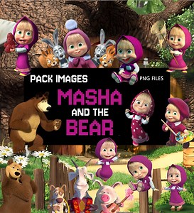 Masha et l'ours PNG Clipart Bundle, anniversaire, impression, thématique, fête, conception de t-shirt (téléchargement numérique) - Etsy France