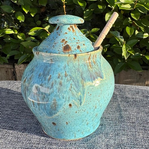 Handmade Ceramic Honey Pot With Dipper - Etsy