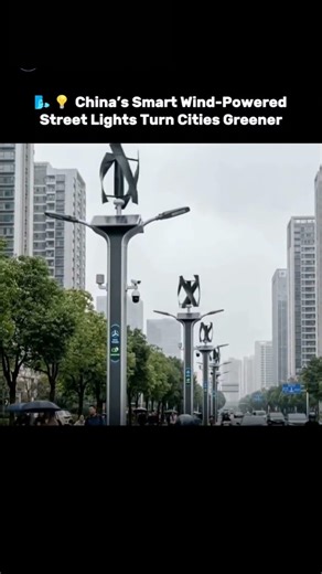 China ke wind street lights 🌬️💡 cities ko green bana rahe hain 🌱