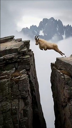 Death defying goat cliff jump