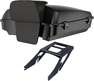 Advanblack Vivid Black Razor Tour Trunk Pack Touring Pak Mounting Rack Fit for Harley M8 Low Rider/S/ST, Sport Glide
