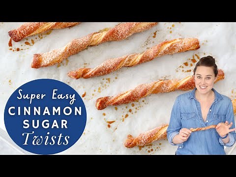 SUPER EASY CINNAMON SUGAR TWISTS: Buttery cinnamon sugar twists made of puff pastry!