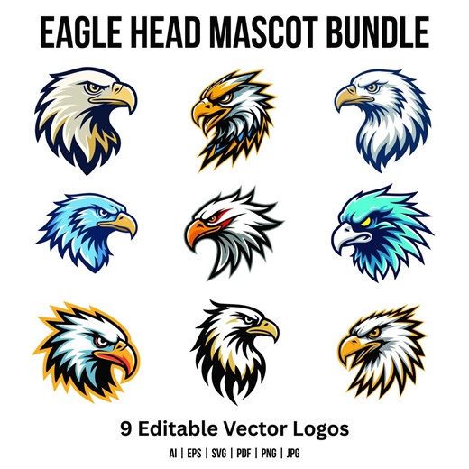 Eagle Head Mascot Logo Bundle Vector Collection – 9 Professional Sports & Esports Designs - Etsy
