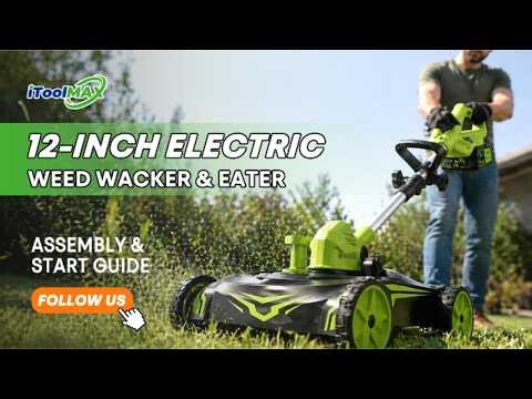 12-Inch Electric Weed Wacker & Eater with Detachable 4-Wheel Base — Installation Video