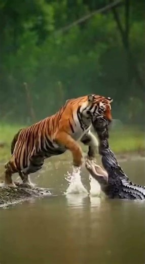 Tiger Vs Aligator Fight #animals