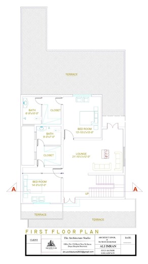 42’-0” x 88’-0” House Plan with Front Elevation & Section | Detailed Drawings