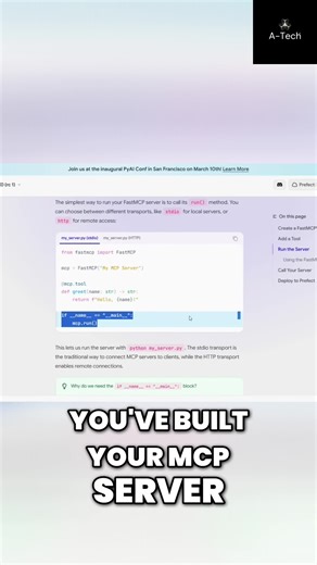 MCP server built! Running as HTTP? Just change the transport. Access it via the MCP URL. #MCPServer #TechTips #ServerSetup #Tutorial