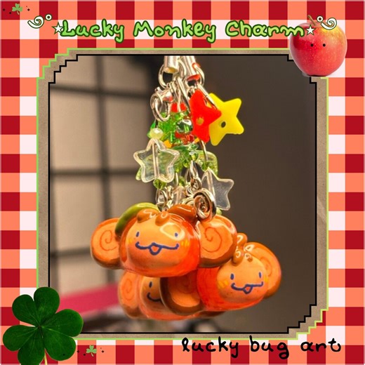 Lucky Monkey Charm - Applecore - Polymer Clay - Etsy