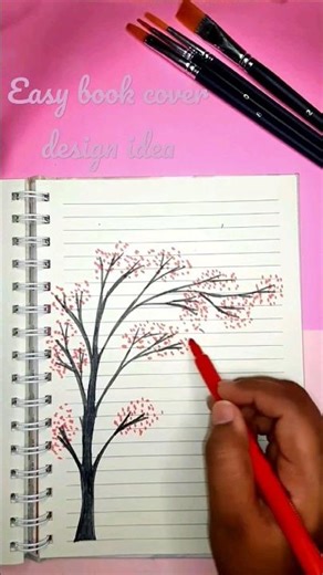 Easy tree drawing/ Front page border design ideas for school projects, notebook, assignment #shorts
