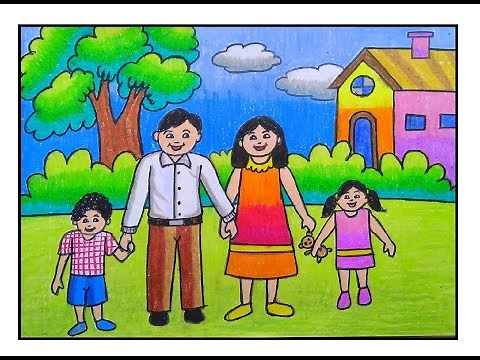 HOW TO DRAW FAMILY /HAPPY FAMILY DRAWING EASY /FAMILY DRAWING 4 MEMBERS /FAMILY DRAWING STEP BY STEP