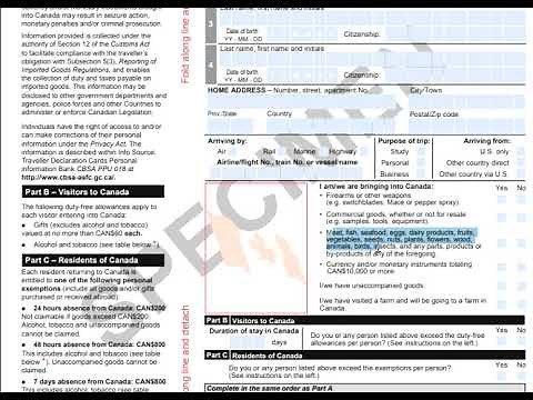 Canada Customs Declaration Card How to Fill Step by Step Full Information