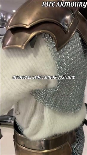 Medieval Brave Lady Chainmail Armor Costume-Armor Tasset With Chainmail Top-Gorget With Pauldron's