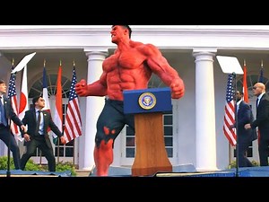 US President Becomes Red Hulk, Causing Chaos And Destroying The White House