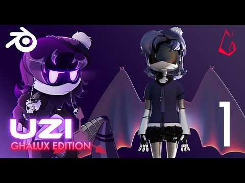 Making UZI in Blender! Timelapse part 1 || Ghalux edition - ( Murder drones )