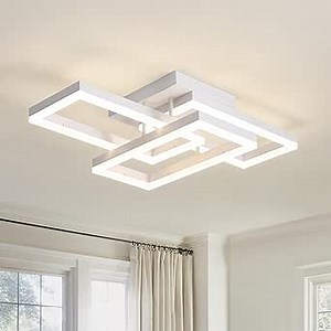 LED Ceiling Lights Fixture, Square Modern Ceiling Light, 100W LED Flush Mount Ceiling Light Fixtures, Remote Control Dimmable 3000K-6500K for Dining Room, Living Room, Kitchen, Bedroom, Office (White)
