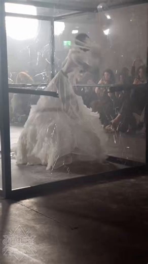 🔥🚨JUST IN: This man was put in a ripped up wedding dress and placed inside a glass container so he could break out as a set on the Gastt Fashion showcase.