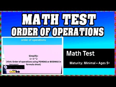 ORDER OF OPERATIONS - MATH TEST ROBLOX [Walkthrough] [English] [Full Guide] [All Answers]