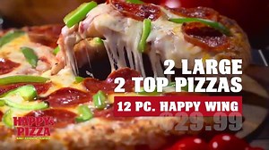 ORDER OUR GAME DAY SPECIAL 2 LARGE 2-TOPPING PIZZAS AND 12 PC HAPPY WINGS FOR JUST $29.99 🏈🍕 CALL 269-964-4444 OR VISIT US ONLINE AT www.happyspizza.com TO ORDER NOW! | The Official Happy's Pizza
