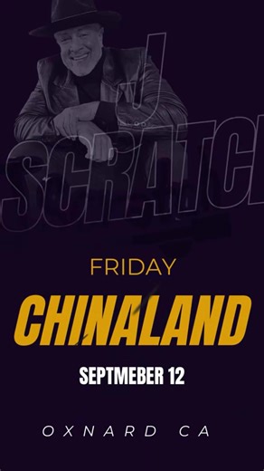 ✨ This Friday Night at Chinaland! ✨ Join us for a night of music and good vibes with DJ J SCRATCH spinning the best old-school, R&B, hip-hop, and throwback favorites. 📅 Friday, September 12 ⏰ Starting at 9 PM 📍 Chinaland – 1221 S Oxnard Blvd, Oxnard, CA 93030 Kick off your weekend right—bring your friends and enjoy a night of dancing, great energy, and unforgettable memories! 🎶 #JScratch #ChinalandOxnard #805Nightlife #VenturaCountyEvents #RnBClassics