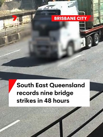 Queensland Rail bridges and protection beams were slammed into nine times in 48 hours, prompting an urgent warning for drivers of trucks, buses, and caravans to watch where they’re going. #bridgestrikes #7NEWS