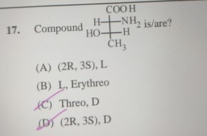 Consider the following Fischer projection of 2-amino-3-hydroxyb... | Filo
