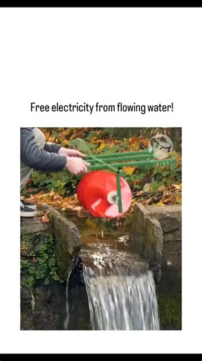 viral hub | post demonstrates a DIY micro-hydro generator built with a repurposed plastic drum as a water wheel in a stream, driving a motor to light a... | Instagram