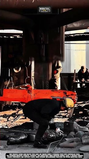 Forging heated steel bars in workshop using Work tool hydraulic press #tool #worktool