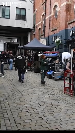 A film production crew setting up to film near the Leeds City Varieties Music Hall | Yorkshire Evening Post