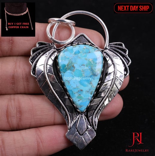 Blue Mohave Turquoise Tree of Life Pendant 925 Sterling Silver December Birthstone Jewelry - Etsy