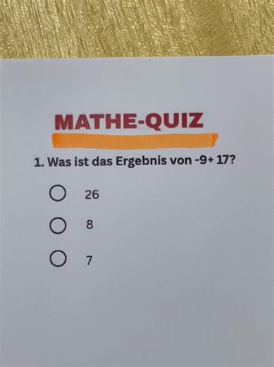 MATHE QUIZ - Kannst du 10/10 bekommen?
