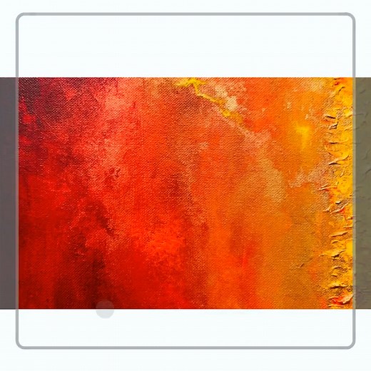 "It's coming" // https://www.caralstone.com/warehouse-open-edition-prints/art_print_products/cara-stone-itscoming1 A fiery spectrum unfolds, transitioning from deep reds to bright yellows, reminiscent of a setting sun. Textural contrasts create depth, inviting exploration of the interplay between warmth and light. Subtle hints of orange weave through, evoking a sense of energy while maintaining a tranquil balance. Each layer conveys a dynamic beauty, urging a moment of reflection. This piece is