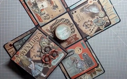 手工相册 Stamperia Alice 爱丽丝 魔盒制作