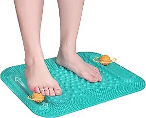 Atsuwell Acupressure Foot Massage Mat, 5-Zone Reflexology Mat with Dual Massage Ball Tracks, Portable Foot Pressure Point Pad for Stress Relief, Arch & Heel Pain, Home & Gym Use, 20.1'' x 17 ''