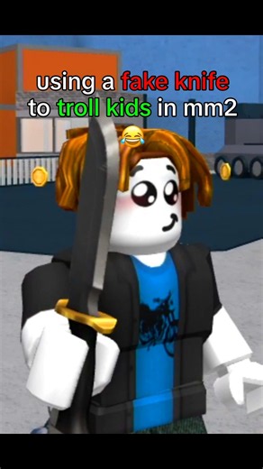 I PRANKED HIM WITH A FAKE KNIFE in MM2 KIDS... 🤣 #roblox #mm2 #funny #gaming