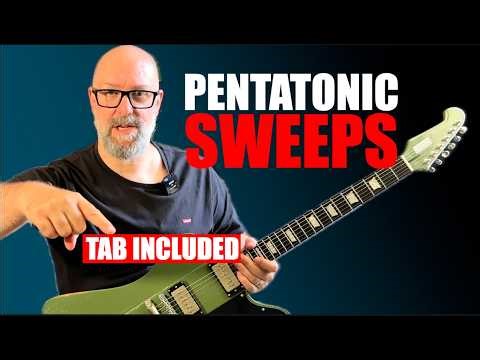 Super Easy Pentatonic Sweeps (Guitar lesson with TAB)