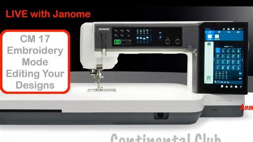 Using the editing feature on the Continental M17. Join Janome Educator Anne Hein as she walks you through the features of the edit screen on the CM17! #janome #janomelive #continentalclub #annehein #continentalm17 #cm17 | Janome Sewing Machines