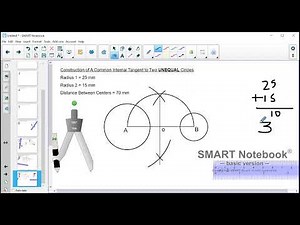 Construction of a Common Internal Tangent to TWO UNEQUAL Circles