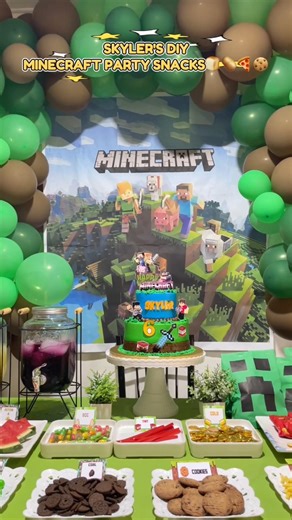 DIY MINECRAFT PARTY SNACKS!🥔🍕🍪 #fypシ゚ #follower #highlights #minecraft #birthday | Teachaar Florence